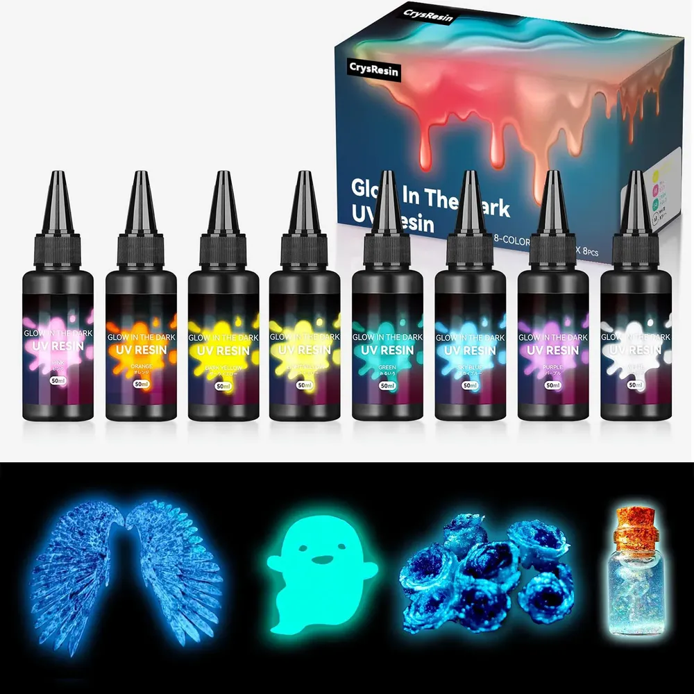Résine UV phosphorescente 400 g 8 couleurs pour bijoux