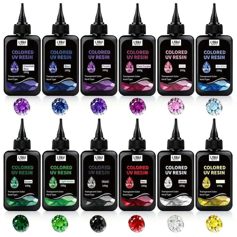 Résine UV transparente 12 couleurs inodore