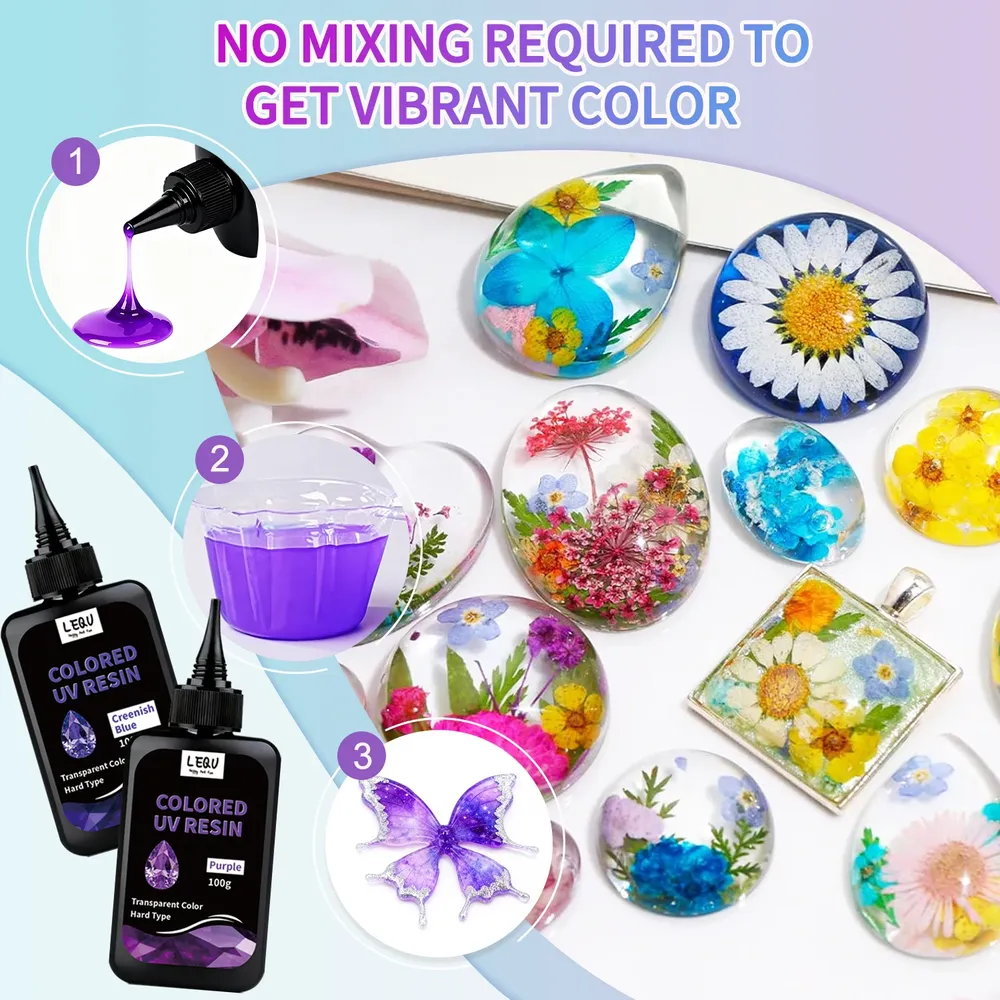 Résine UV transparente 12 couleurs inodore