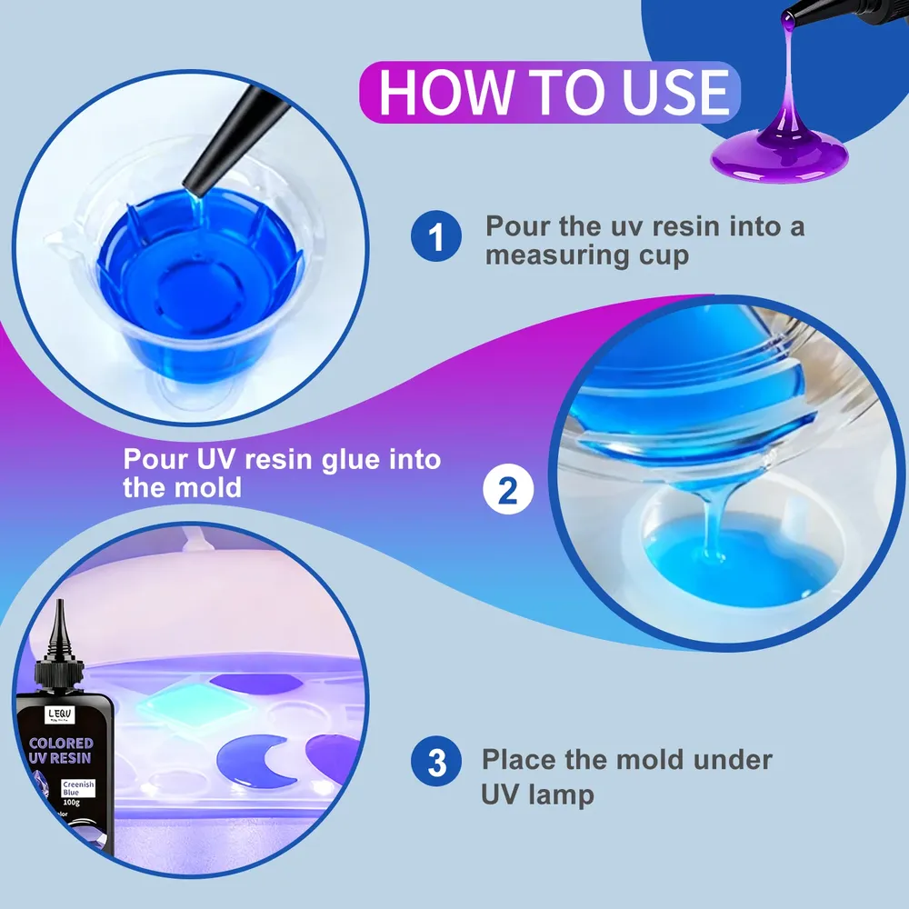 Résine UV transparente 12 couleurs inodore