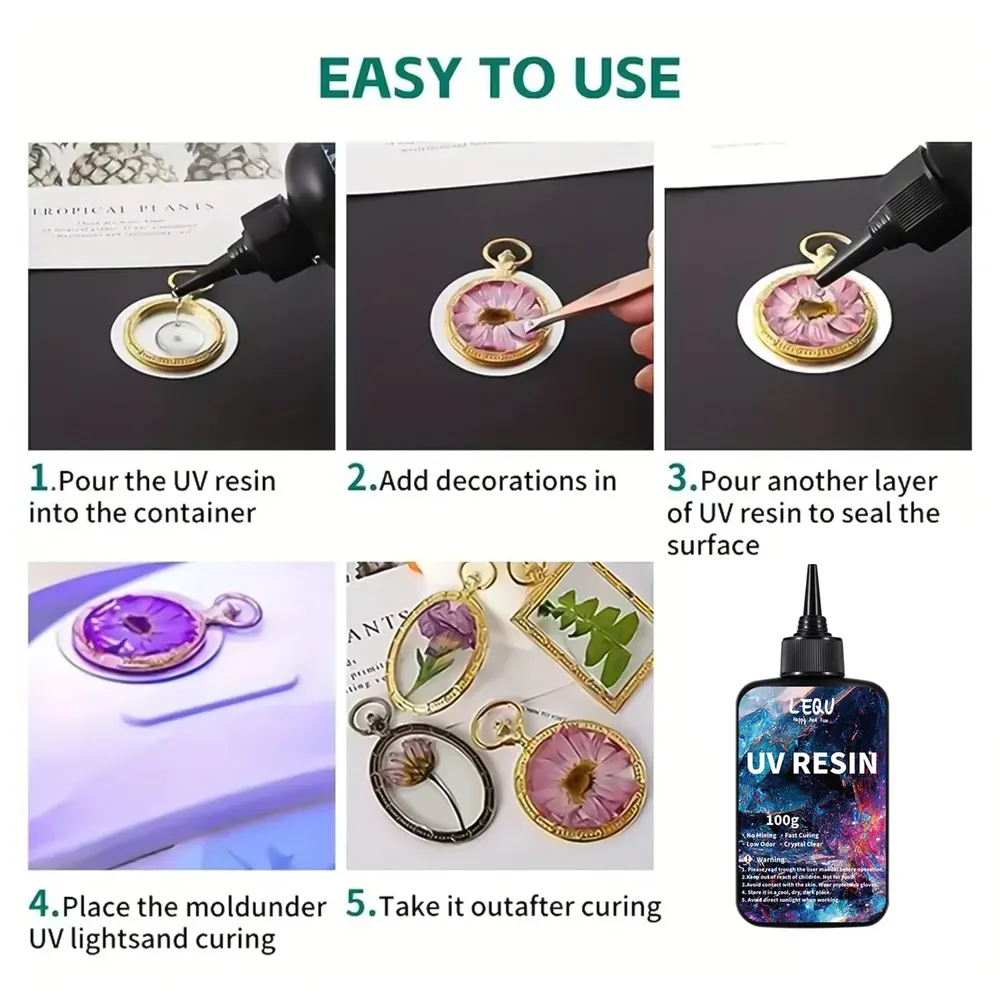 Résine UV transparente durcissable 100 à 500 g formule améliorée