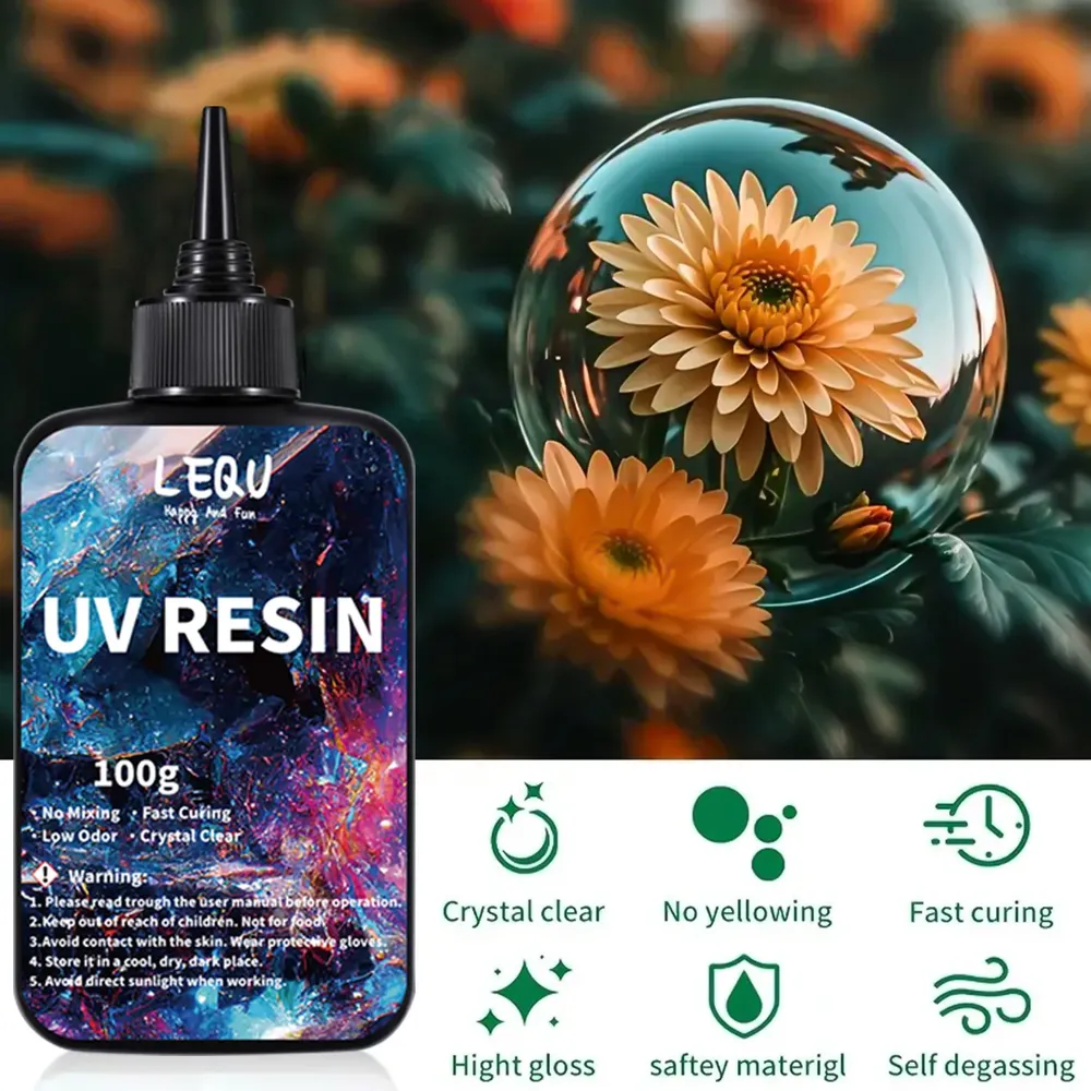Résine UV transparente durcissable 100 à 500 g formule améliorée