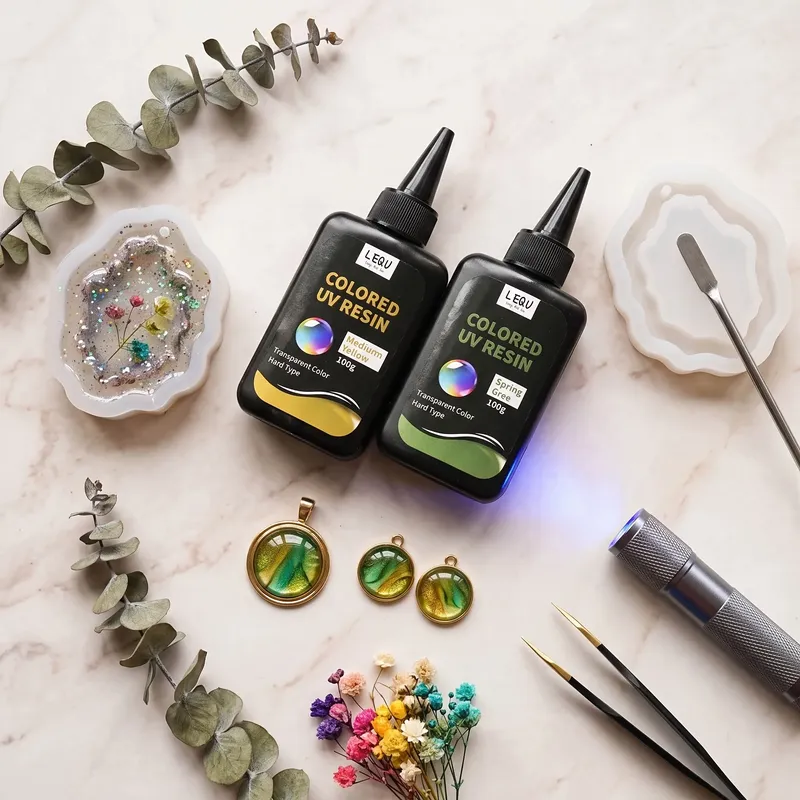 Résine UV transparente séchage rapide 2 teintes pour bijoux