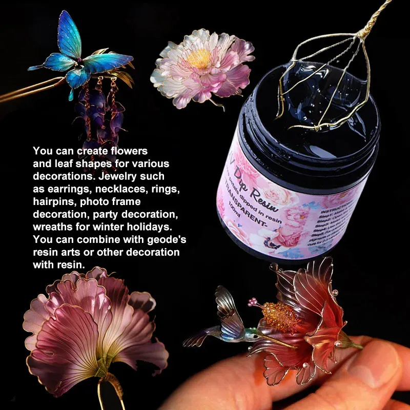 Résine UV transparente séchage rapide 40 à 100 ml pour bijoux