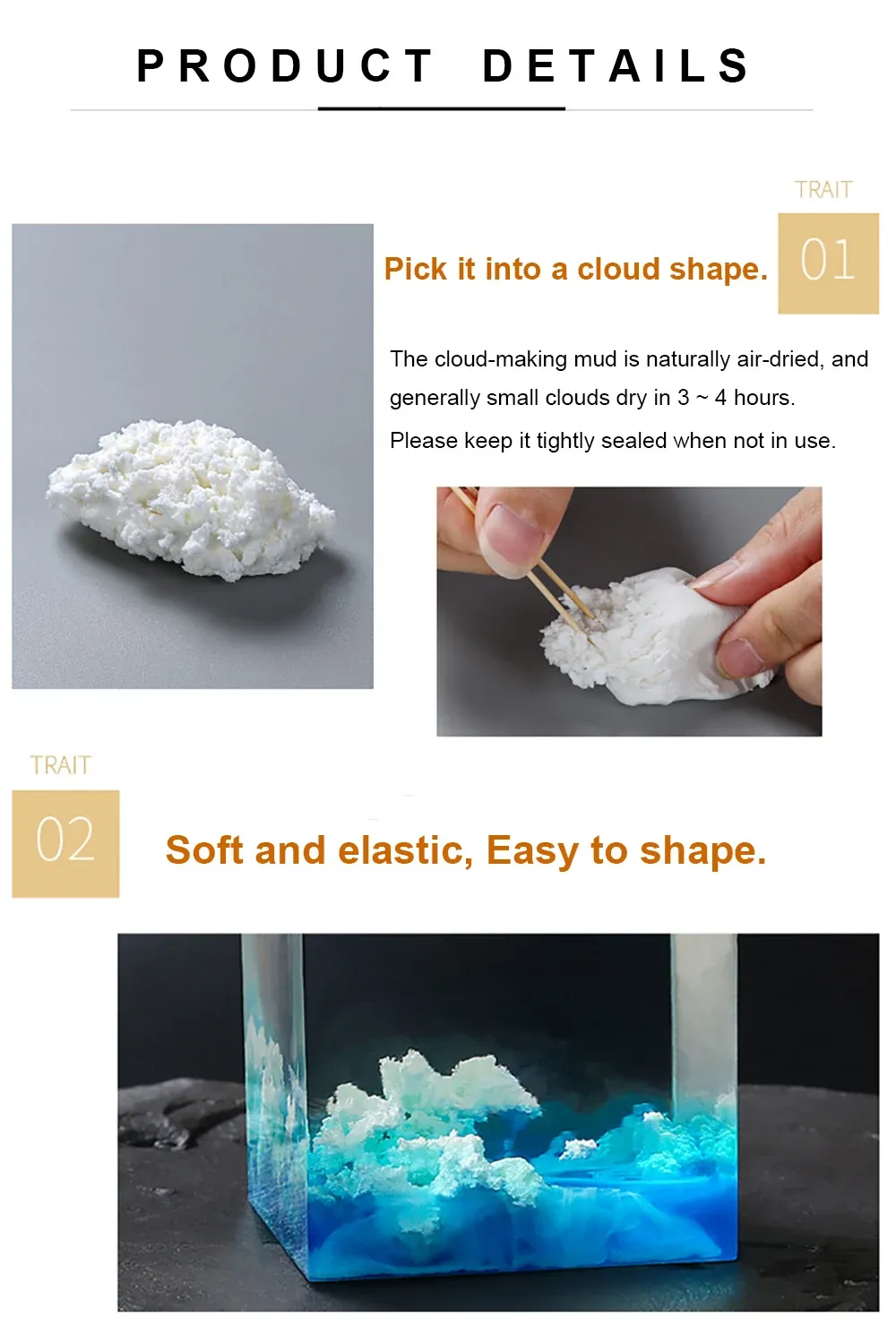 Sac 80 g argile blanche pour remplissage résine et artisanat