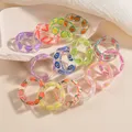 Set de bagues résine acrylique transparente colorée femme – Couleur de la pierre principale 14pcs-fruit