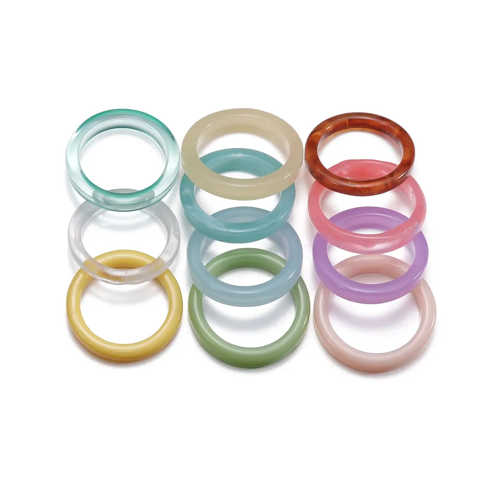 Set de bagues résine acrylique transparente colorée femme