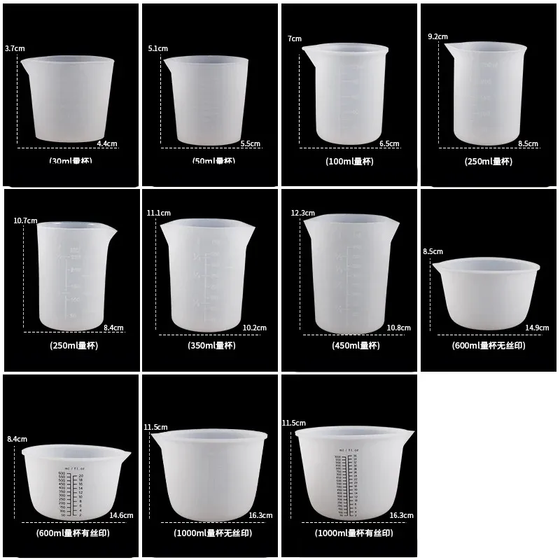 Tasse mesure silicone 30-1000 ml pour résine et pâtisserie