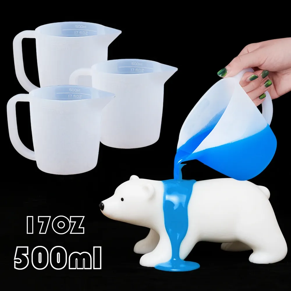 Tasse mesure silicone 500ml avec poignée pour résine époxy