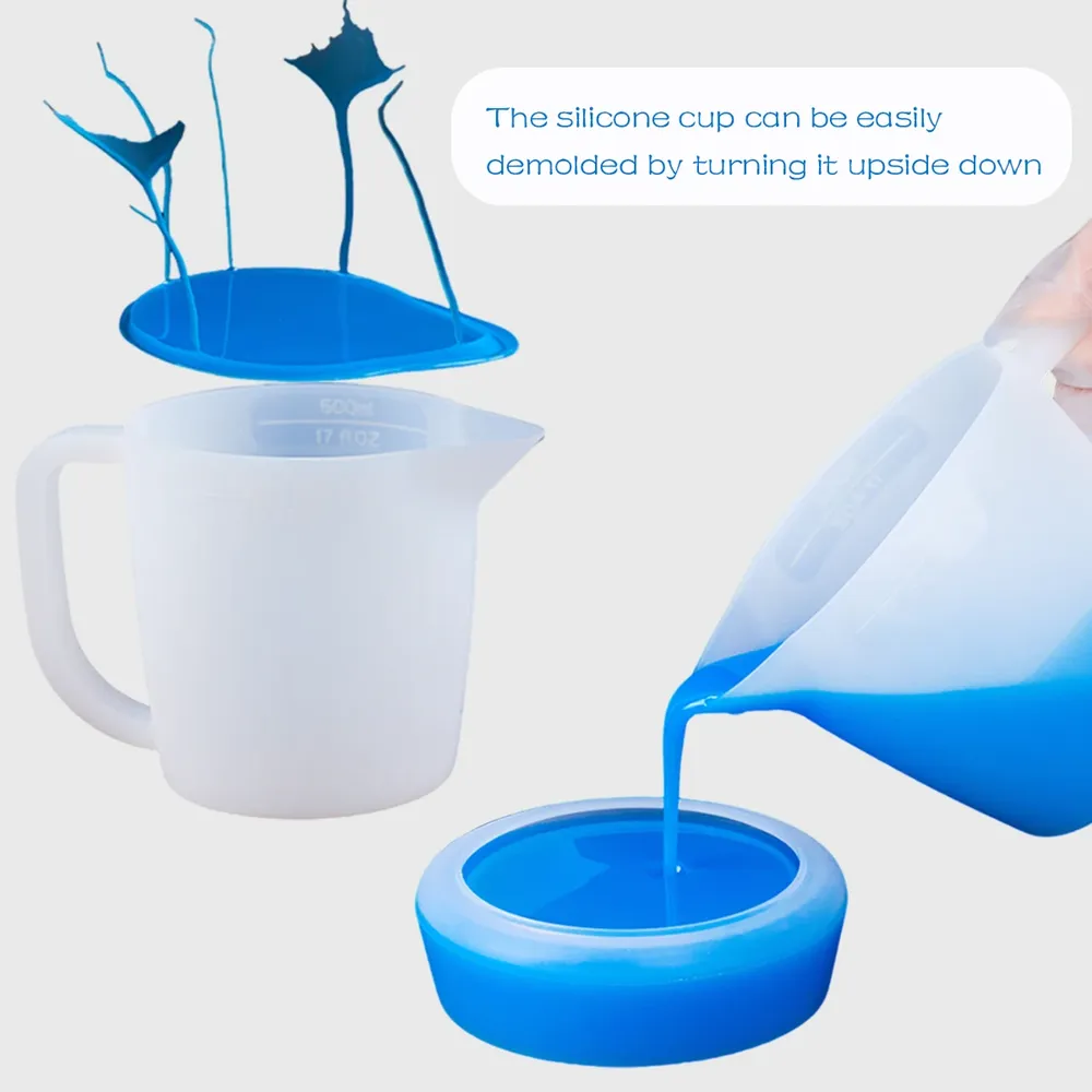Tasse mesure silicone 500ml avec poignée pour résine époxy