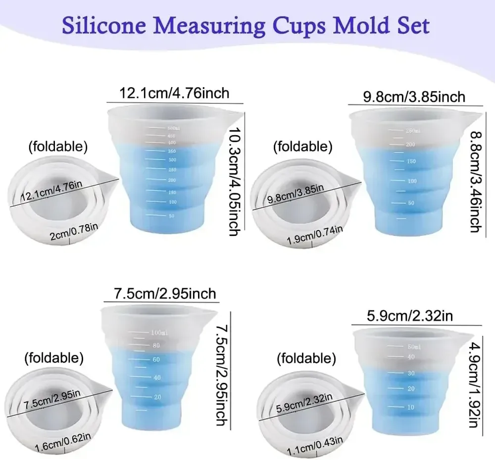 Tasse mesure silicone pliable 50 à 500 ml pour résine