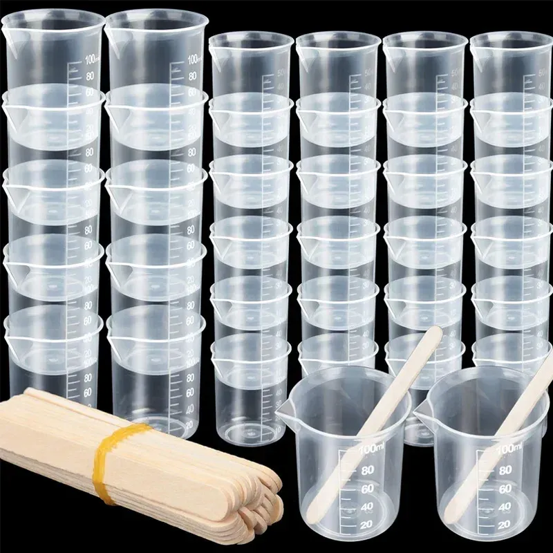 Tasses mesure mélange plastique 100 ml pour résine époxy