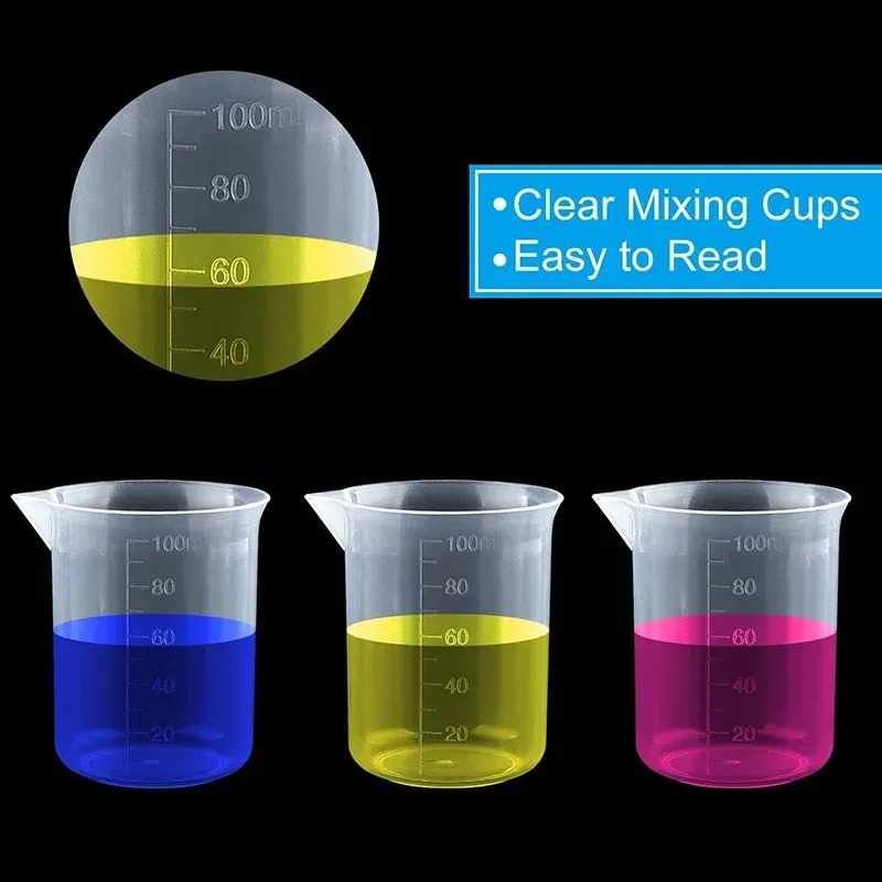 Tasses mesure mélange plastique 100 ml pour résine époxy