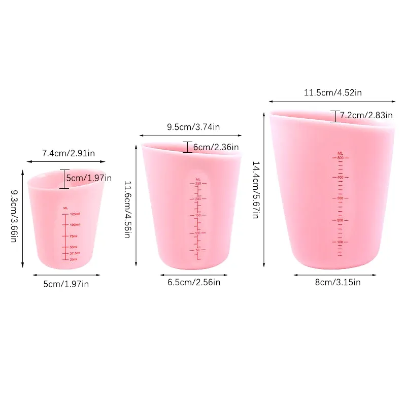 Tasses mesure silicone 125 à 500 ml pour bijoux résine